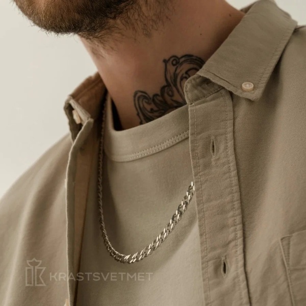 Цепь из серебра 925, плетение «Ромб двойной»